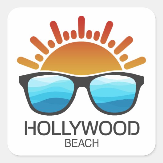 Hollywood Beach Florida Sonnenbrille Quadratischer Aufkleber (Vorderseite)