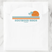 Hollywood Beach Florida Sun Palm Trees Ovaler Aufkleber (Tasche)