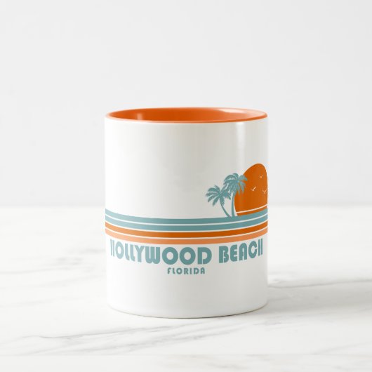 Hollywood Beach Florida Sun Palm Trees Zweifarbige Tasse (Mittel)