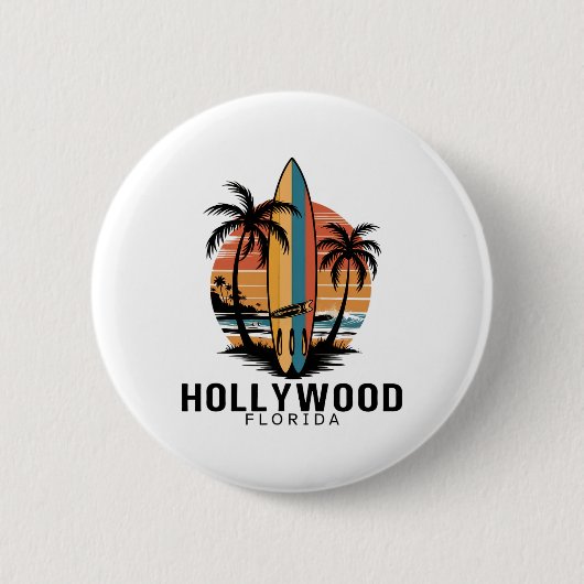 Hollywood Beach Florida Surfen Surfer Button (Vorderseite)