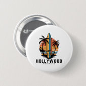 Hollywood Beach Florida Surfen Surfer Button (Vorne & Hinten)