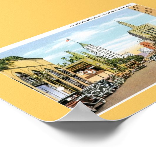 Hollywood Blvd. Vintage Postkarte Poster (Ecke)