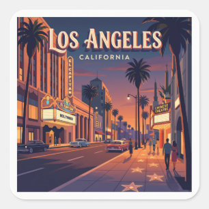 Hollywood Boulevard Los Angeles Kalifornien Quadratischer Aufkleber