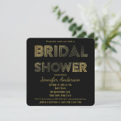 Hollywood Brautparty aus Gold und Black Glamour Einladung (Stehend Vorderseite)