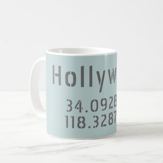 Hollywood Breitengrad Kaffeetasse (Vorderseite Links)