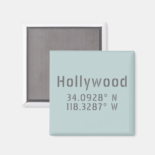 Hollywood Breitengrad Magnet (Vorderseite/Rückseite)