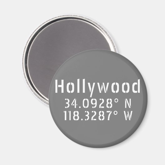Hollywood Breitengrad Magnet (Vorderseite/Rückseite)