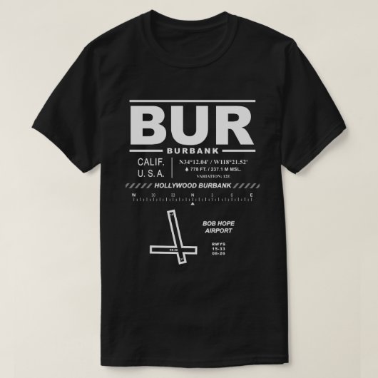 Hollywood Burbank Bob Hope Airport BUR T - Shirt (Design vorne)