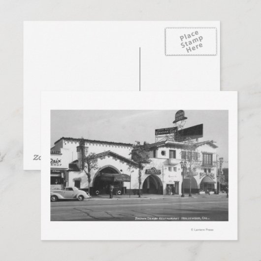 Hollywood, CA Brown Derby Restaurant View Postkarte (Vorne/Hinten)