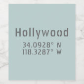 Hollywood CA - Längengrad Weinetikett (Einzelnes Label)