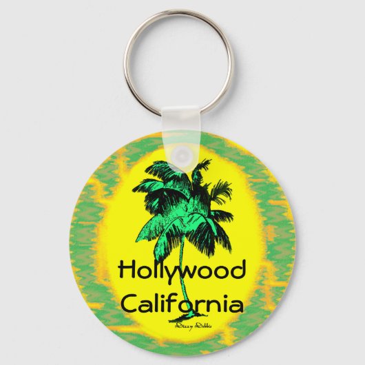 Hollywood CA Palm Tree Schlüsselkette Schlüsselanhänger (Vorderseite)