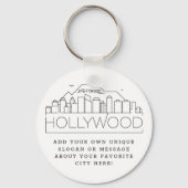 Hollywood, CA Stylized Skyline | Benutzerdefiniert Schlüsselanhänger (Vorderseite)