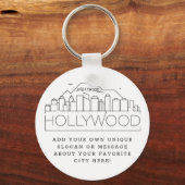 Hollywood, CA Stylized Skyline | Benutzerdefiniert Schlüsselanhänger (Vorderseite)
