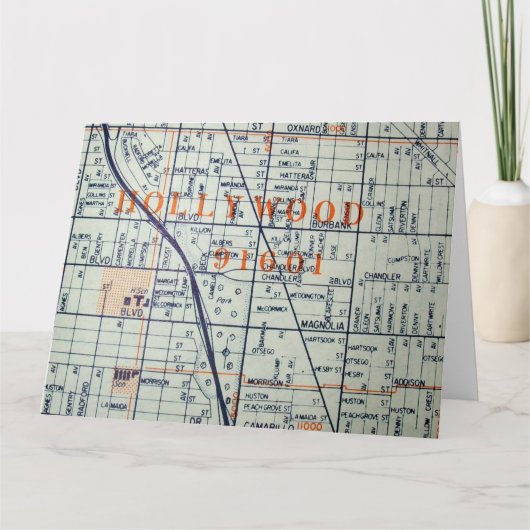 Hollywood, CA Vintag Map Karte (Vorderseite)