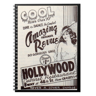 Hollywood Cabaret Restaurant und Bar der 30er Jahr Notizblock