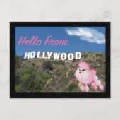 Hollywood California Retro Pink Poodle Postcard Postkarte (Vorderseite)