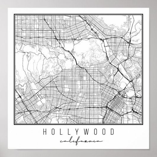 Hollywood California Street Map Poster (Vorne)