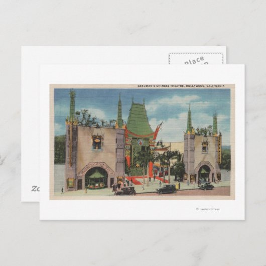 Hollywood, CAView von Graumans Chinesischem Theate Postkarte (Vorne/Hinten)