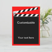 Hollywood Clapper Board anpassbar Einladung (Stehend Vorderseite)