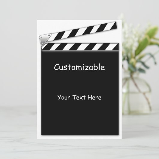 Hollywood Clapper Board Custom, Info Template Einladung (Stehend Vorderseite)