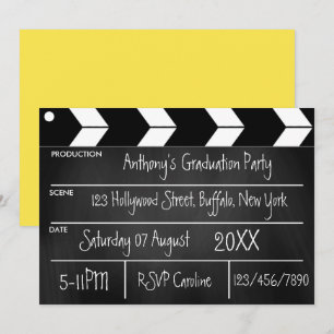 Hollywood-Film-Abschlussfeier-Schultafel-Einladung Einladung