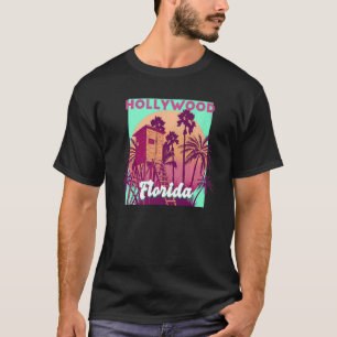 Hollywood FL Florida Vintager Retro-Ozean-Szene T-Shirt