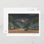 Hollywood, FL - Mondlichtansicht über Hollywood Postkarte (Vorne/Hinten)