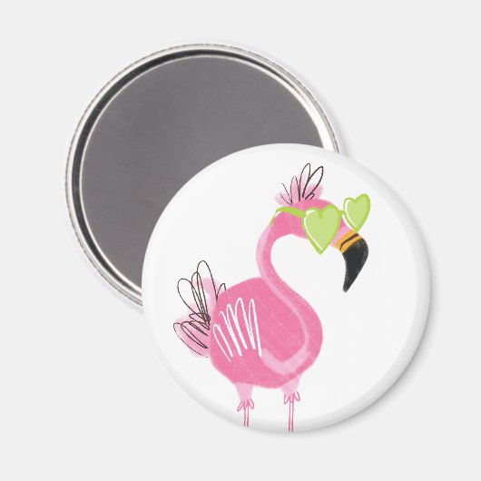 Hollywood Flamingo Magnet (Vorderseite/Rückseite)