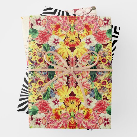 Hollywood Floral Op-Art Sampler Geschenkpapier Set (Beispiel)