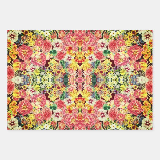 Hollywood Floral Op-Art Sampler Geschenkpapier Set (Vorderseite)