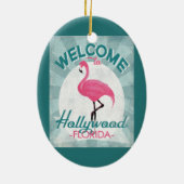 Hollywood Florida Pink Flamingo Retro Keramik Ornament (Hinten)