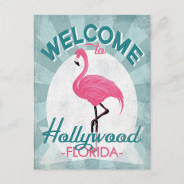 Hollywood Florida Pink Flamingo Retro Postkarte