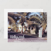 Hollywood Florida Retro Travel Image Tropical Zuha Postkarte (Vorne/Hinten)