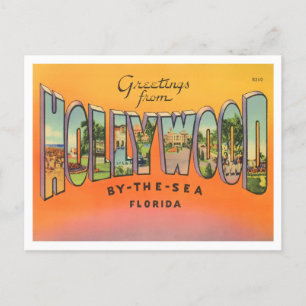 Hollywood, Florida Vintage-Ansichtskarte mit große Postkarte