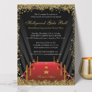 Hollywood-Galaball Roter-Teppich Glitter Einladung