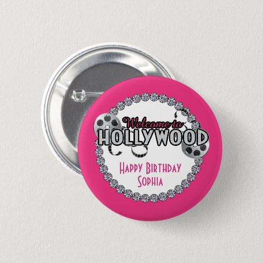 Hollywood-Geburtstags-Knopf Button (Vorne & Hinten)