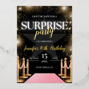 Hollywood Glam Birthday Party Save the Date Folieneinladung