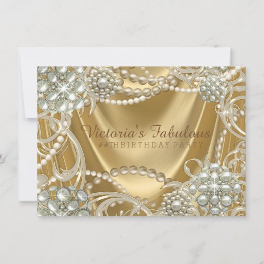 Hollywood Glam Pearl Birthday Party Einladung (Vorderseite)