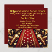 Hollywood Glamour 16 . Geburtstag Einladung (Vorne/Hinten)