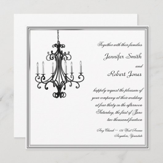 Hollywood Glamour Chandelier Hochzeit Einladung (Vorne/Hinten)