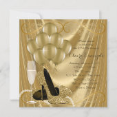 Hollywood Glamour Gold Birthday Party Einladung (Vorderseite)