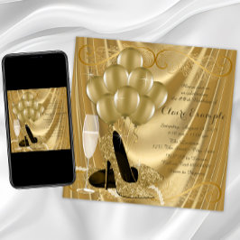 Hollywood Glamour Gold Birthday Party Einladung