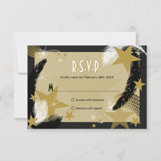 Hollywood Glamour RSVP Card Karte (Vorderseite)