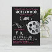 Hollywood Glitzer Birthday Einladung (Stehend Vorderseite)