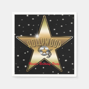 Hollywood Gold Star Black Geburtstagsfeier Serviette