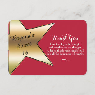 Hollywood Gold Star Red Dankeschön Karten