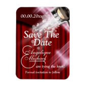 Hollywood Hochzeit "Save the Date" CUSTOM rot Magnet (Vertikal)