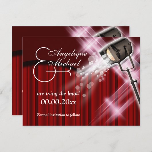 Hollywood-Hochzeit "Save the Date" Schwarz-weiß Ankündigungspostkarte (Vorne/Hinten)