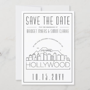 Hollywood-Hochzeit stilisierte Skyline Save-the-Da Einladung