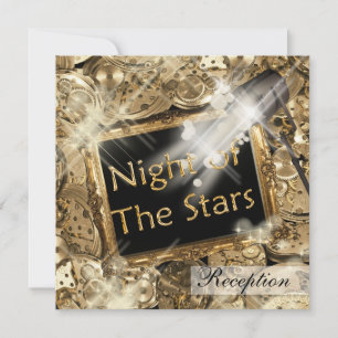 Hollywood Hochzeitsempfang Gold Schwarz Einladung